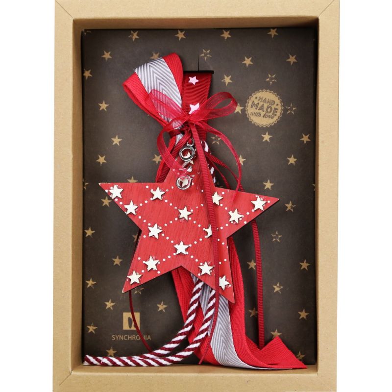Lucky charm - wooden star red/white hanger Lucky charm - wooden star red/white hanger