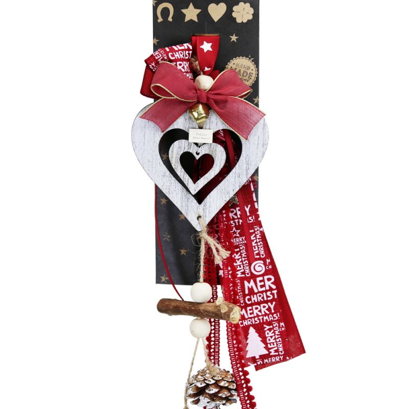 Lucky charm - Hanger heart pinecone platane wood