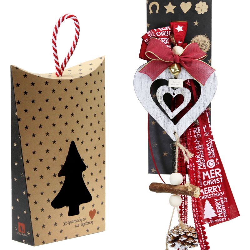 Lucky charm - Hanger heart pinecone platane wood