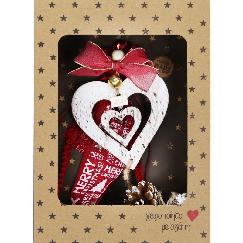 Lucky charm - Hanger heart pinecone platane wood Lucky charm - Hanger heart pinecone platane wood