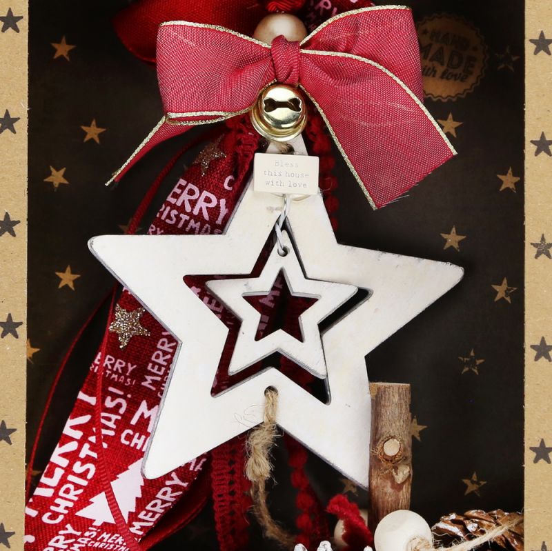 Lucky charm - Hanger star pinecone platane wood Lucky charm - Hanger star pinecone platane wood