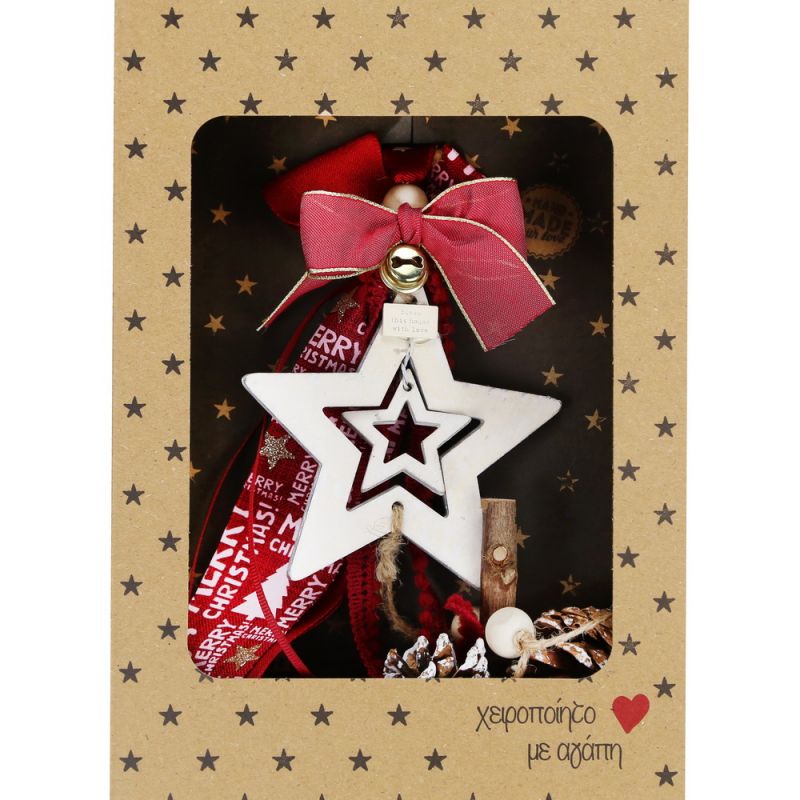 Lucky charm - Hanger star pinecone platane wood Lucky charm - Hanger star pinecone platane wood