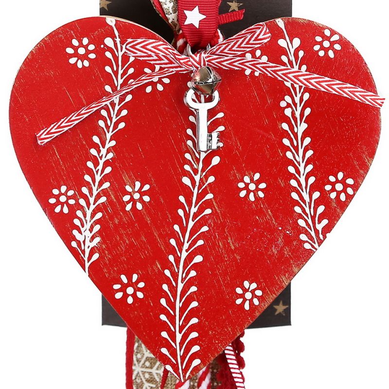 Γούρι Καρδιά κόκκινη μεγάλη-Κλειδί 30x19εκ. από ξύλο