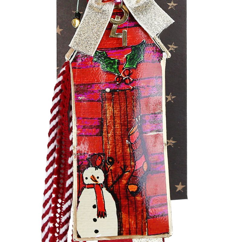 Γούρι Σπίτι με χιονάνθρωπο-Κόκκινο 30x19εκ. από μέταλλο
