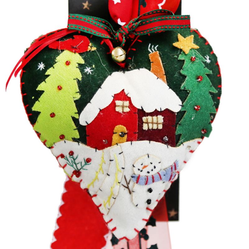 Γούρι Καρδιά φελτ κέντημα-Σπίτι 30x19εκ. 