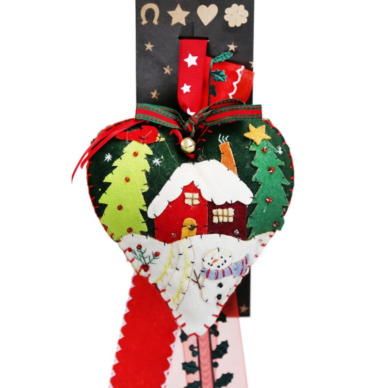 Γούρι Καρδιά φελτ κέντημα-Σπίτι 30x19εκ. 