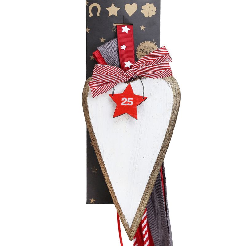 Lucky charm - White Wooden Heart Hanging