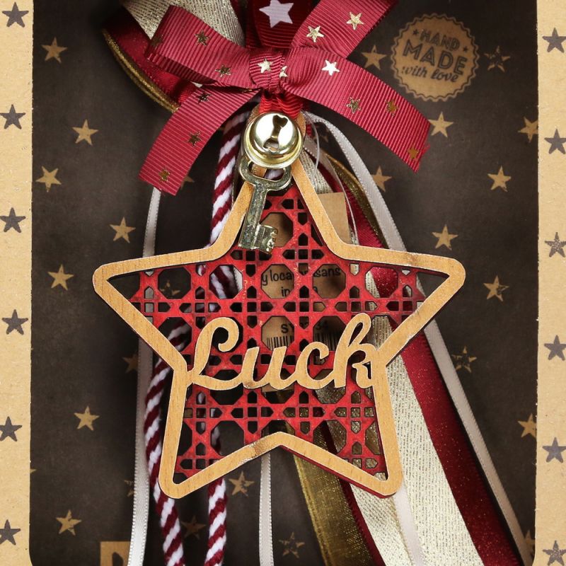 Γούρι Ξύλινο στολίδι-Αστέρι Luck 30x19εκ. 