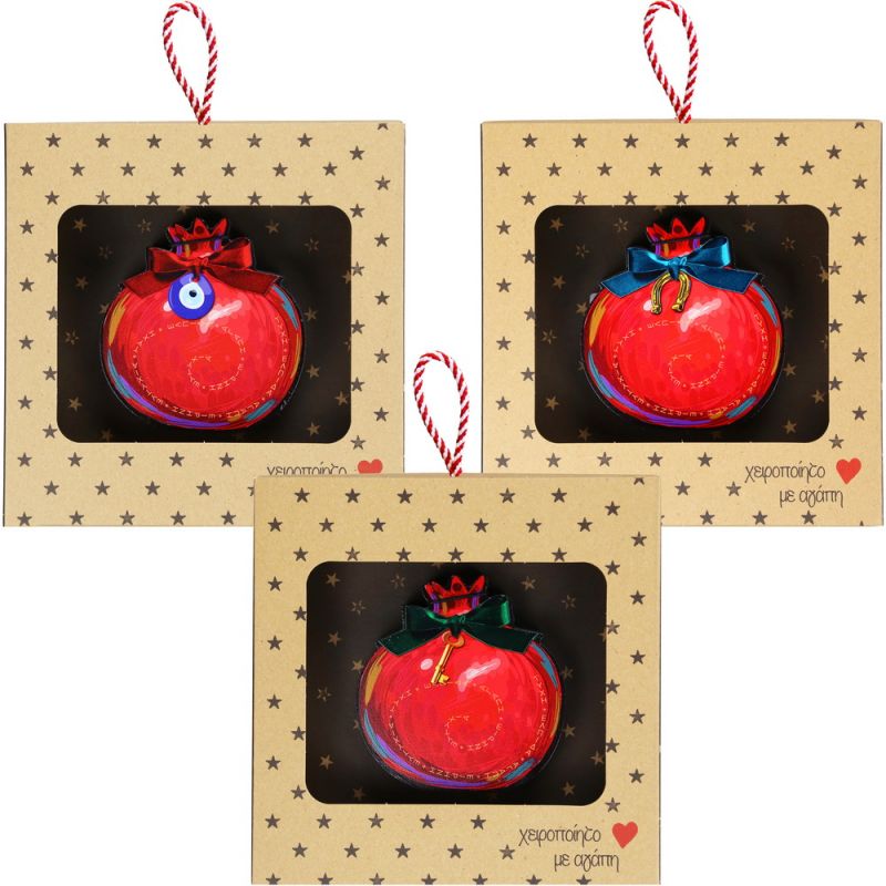 Γούρι επιτραπέζιο 18εκ. - Ρόδι με φιόγκο