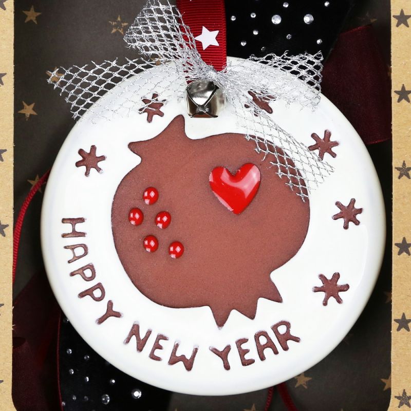 Γούρι Κεραμικό ρόδι HNY-Μαύρο