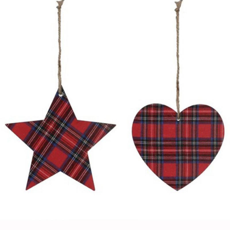 Hanger heart / star wood 14x0.8cm 3pc 