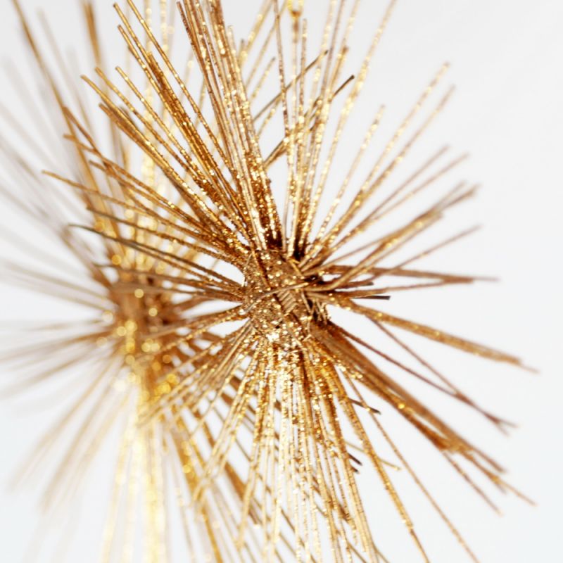 Set/2 gold glitter spikey star decs L - dia: 21cm S - dia 15cm