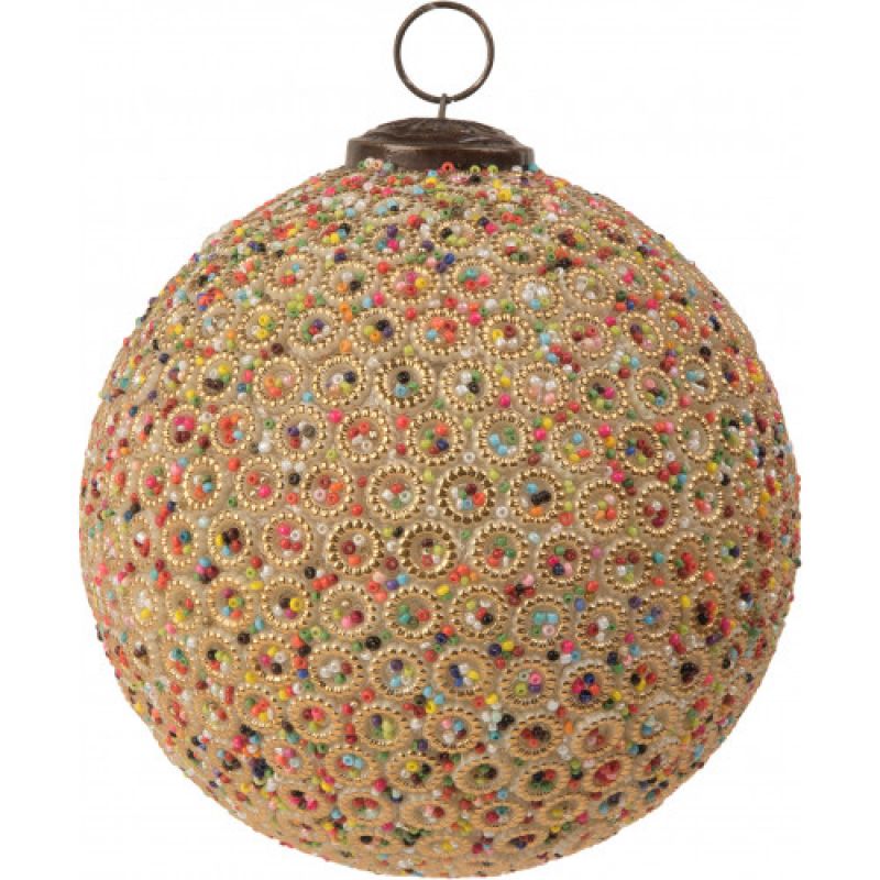 Bead encrusted glass bauble Dia:12cm