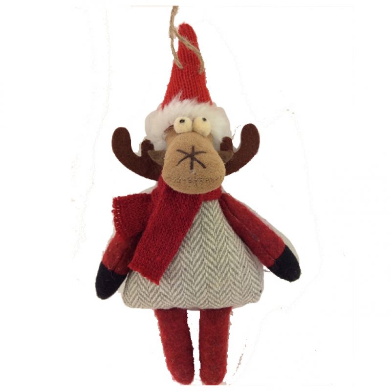 Reindeer sporting red santa hat