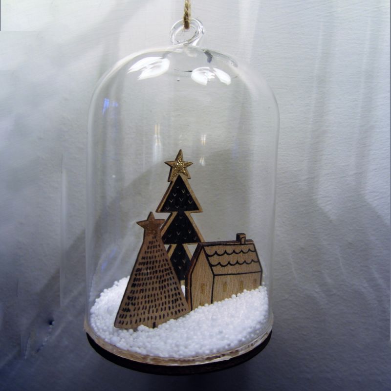 Γυάλα με σπίτι & δέντρα