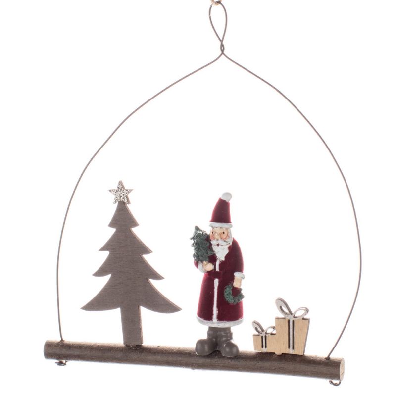 Wire Loop Hanging Santa 15cm