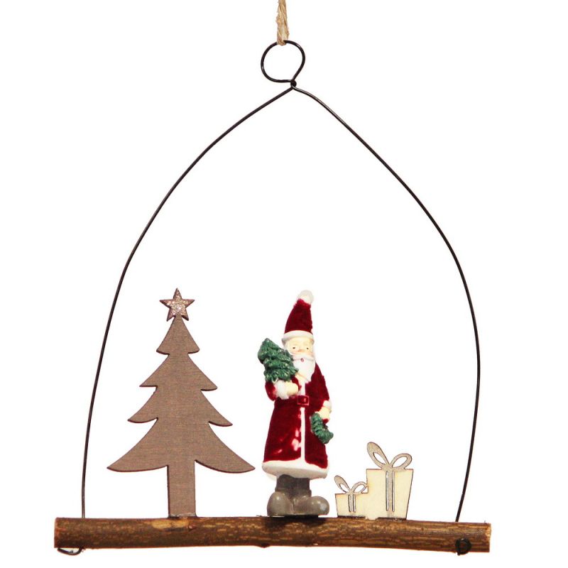 Wire Loop Hanging Santa 15cm