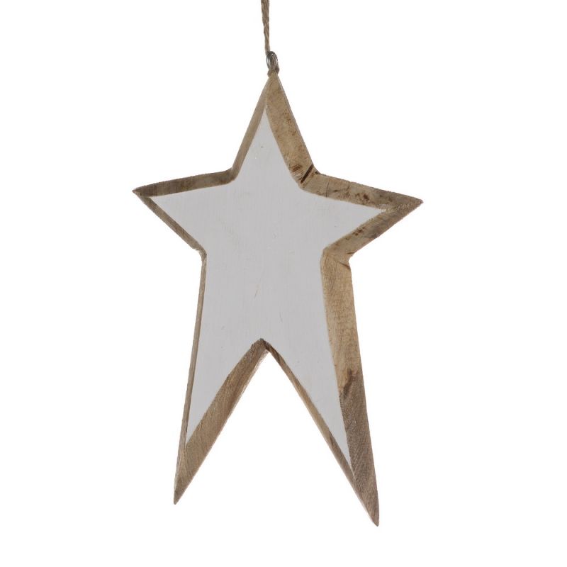 White Wooden Star Hanging 18x12x1,2 cm