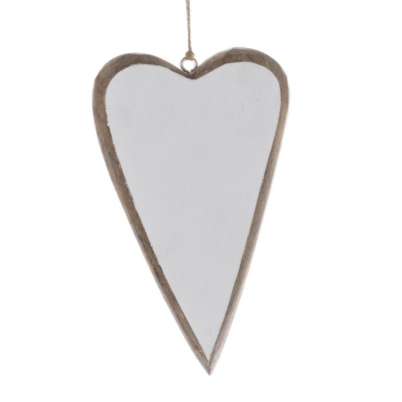 White Wooden Heart Hanging 18x12x1,2 cm