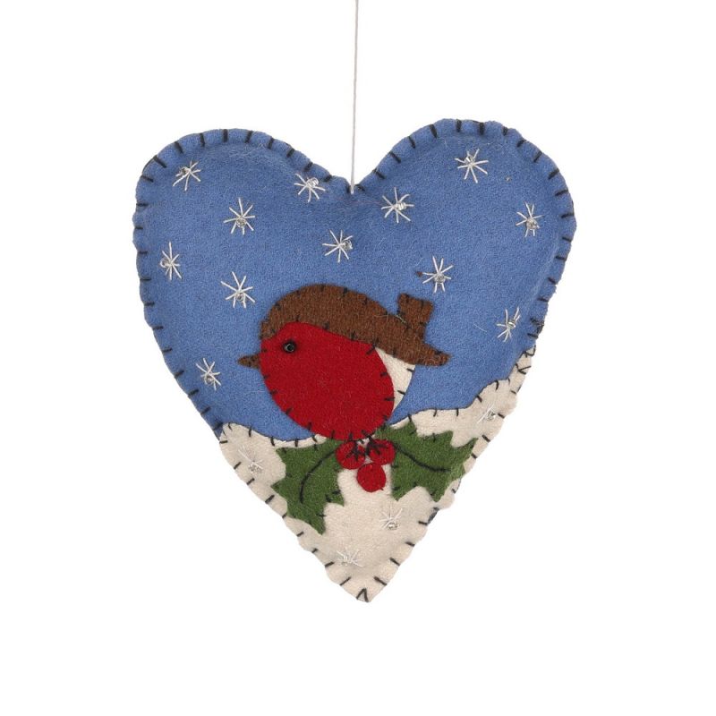 Felt Robin Heart 15x13x5 cm