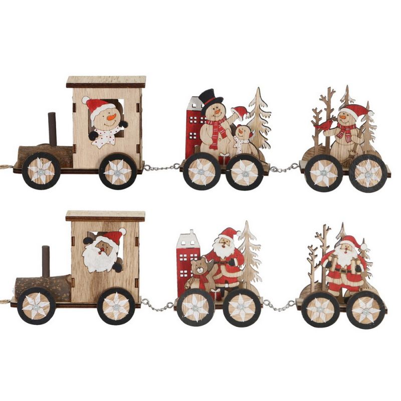 Train x-mas wood 51x5x10cm 1pc mix box A/2