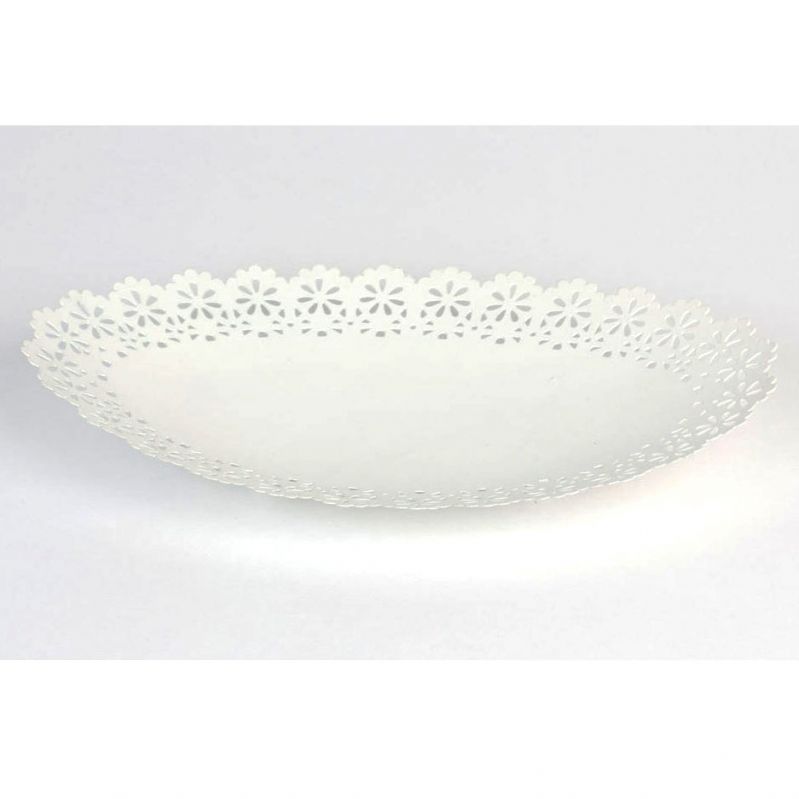 30x18cm Metal Oval DishOff White