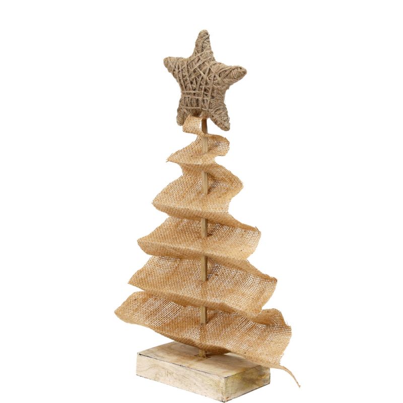 Jute Fabric Tree W/star Dec Natural 36,8x21,6