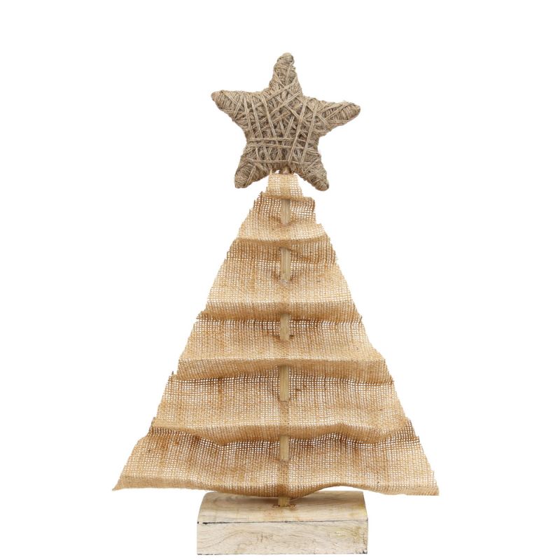 Jute Fabric Tree W/star Dec Natural 36,8x21,6