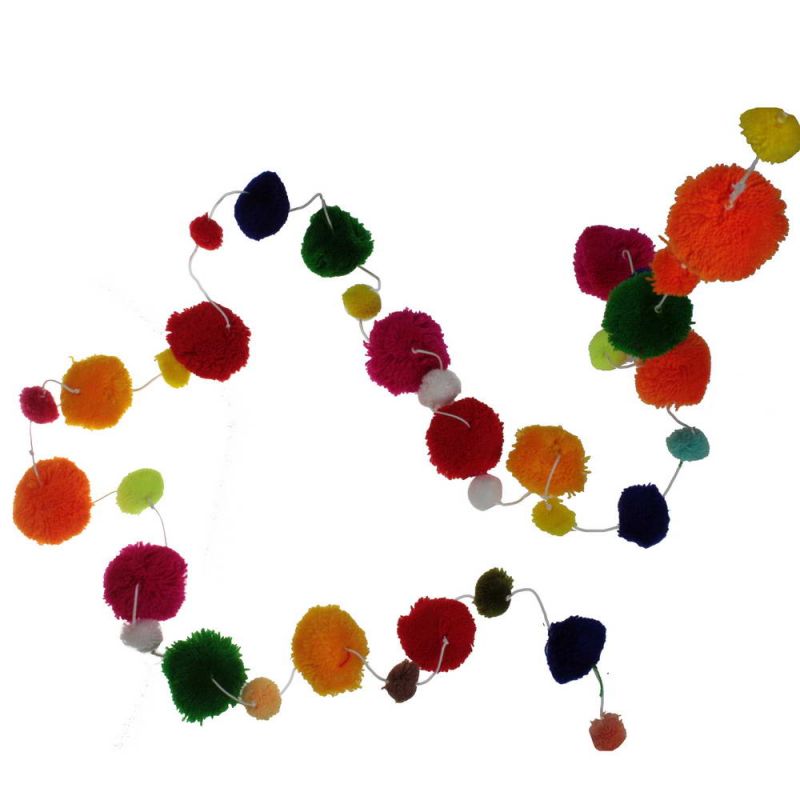 Assorted Colour Pom Pom Bunting 210cm