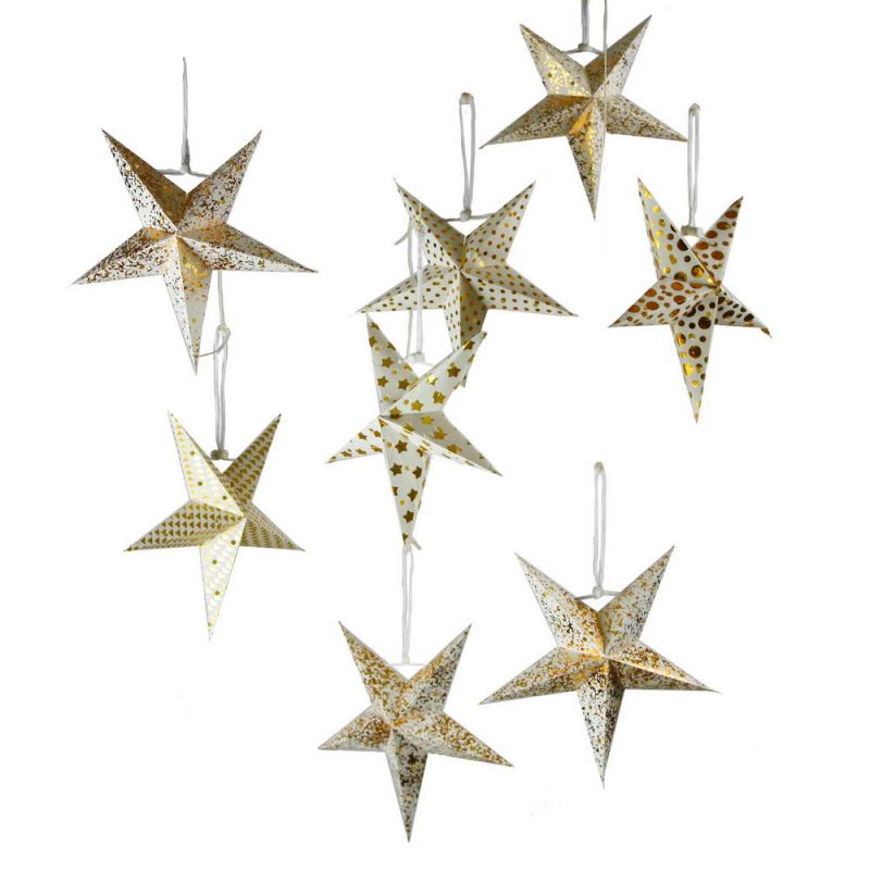 Pack of 8 Mini Paper Star Decorations 22.5 x 4cm