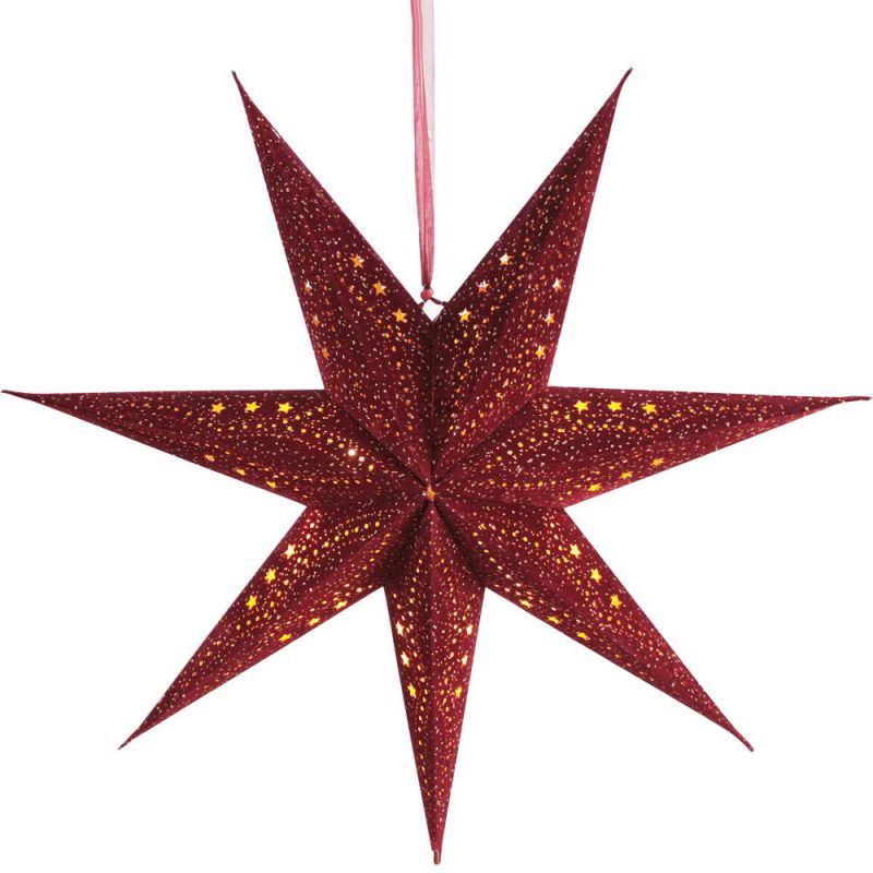 7-Arm Red Velvet Star With Glitter and LEDs