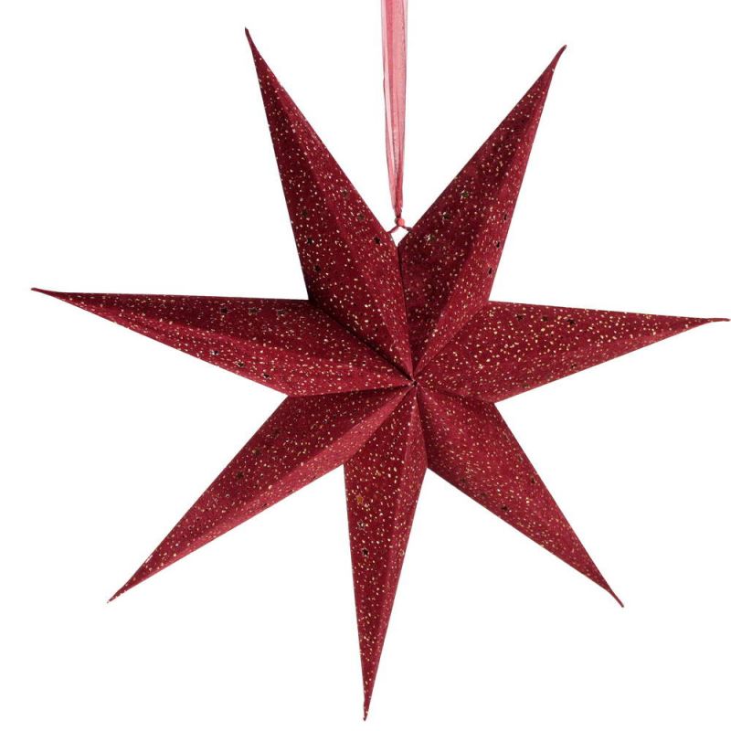 7-Arm Red Velvet Star With Glitter and LEDs