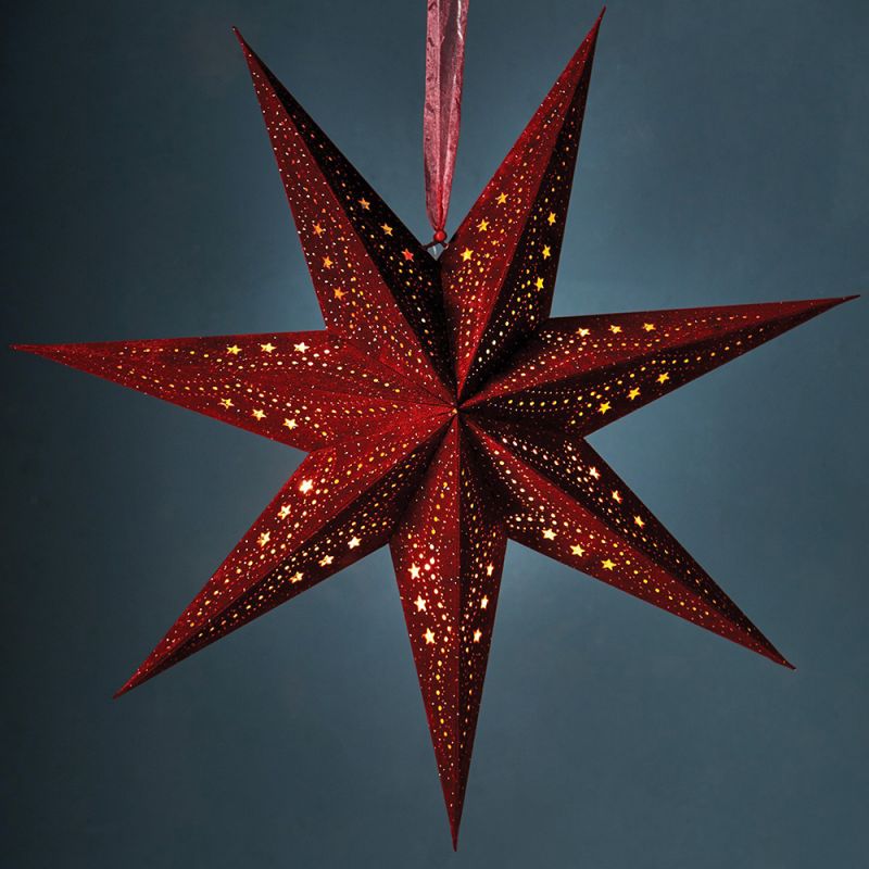 7-Arm Red Velvet Star With Glitter and LEDs