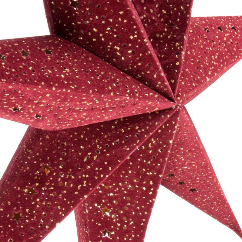 7-Arm Red Velvet Star With Glitter and LEDs