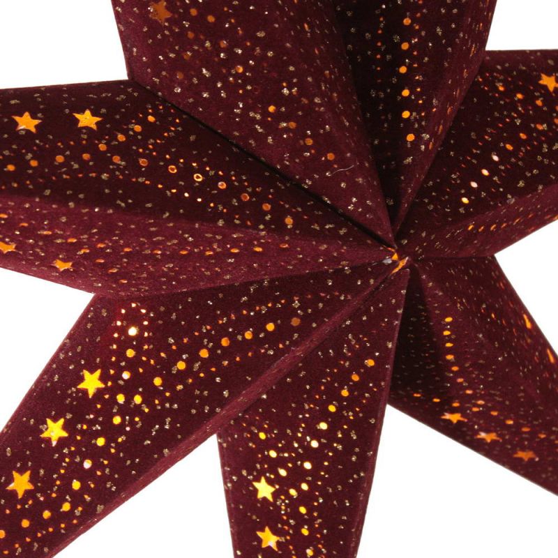 7-Arm Red Velvet Star With Glitter and LEDs