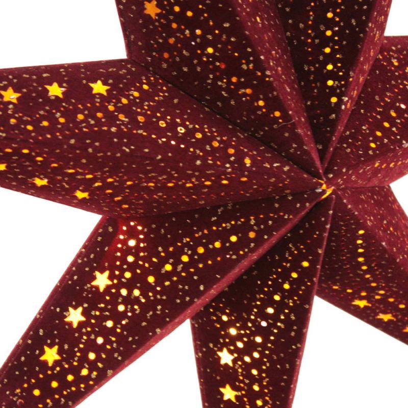 7-Arm Red Velvet Star With Glitter and LEDs