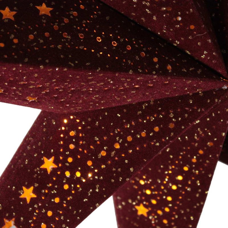 7-Arm Red Velvet Star With Glitter and LEDs