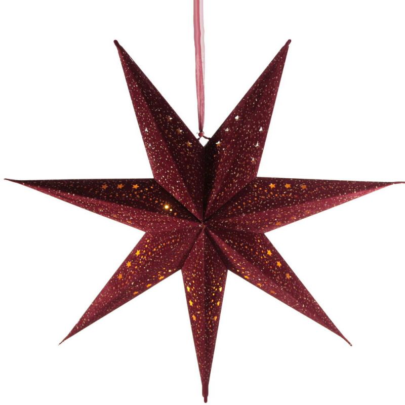 7-Arm Red Velvet Star With Glitter and LEDs