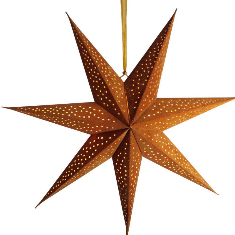 7-Arm Mustard Velvet Star With Glitter and LEDs 60cm