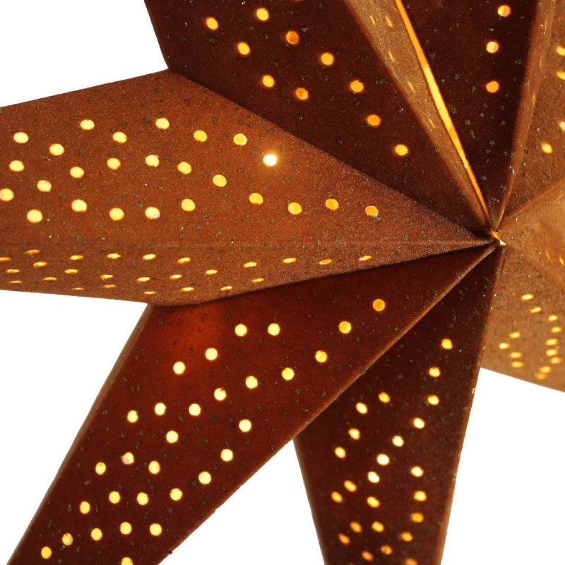 7-Arm Mustard Velvet Star With Glitter and LEDs 60cm