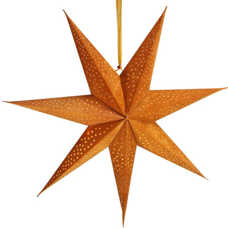 7-Arm Mustard Velvet Star With Glitter and LEDs 60cm