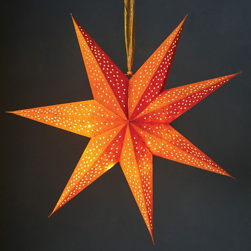 7-Arm Mustard Velvet Star With Glitter and LEDs 60cm