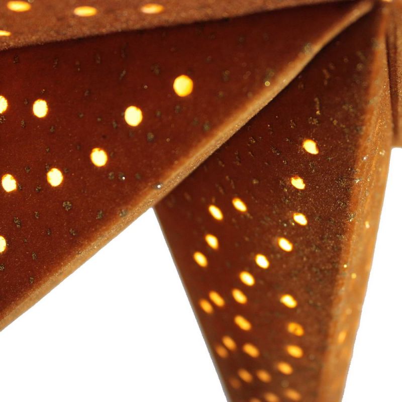7-Arm Mustard Velvet Star With Glitter and LEDs 60cm