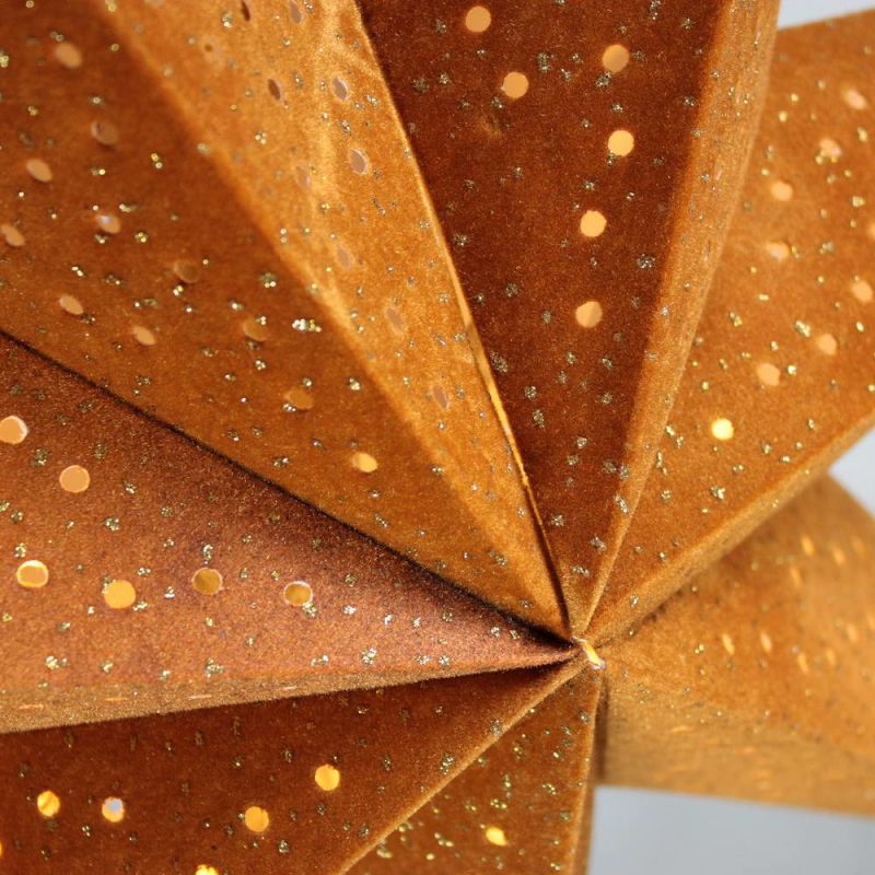 7-Arm Mustard Velvet Star With Glitter and LEDs 60cm