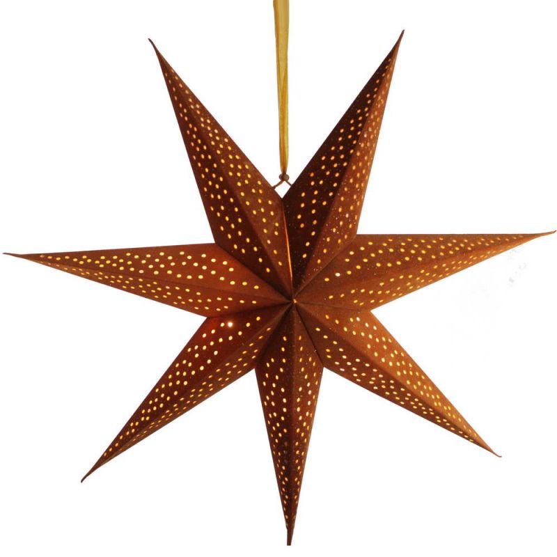 7-Arm Mustard Velvet Star With Glitter and LEDs 60cm