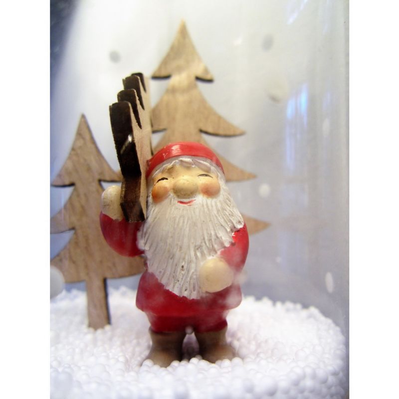Snowglobe santa holding tree 10.5cm