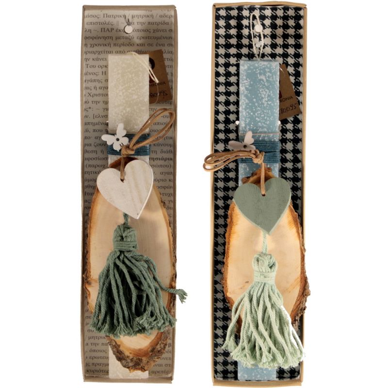 Easter candle Wood slice hanger decorated 