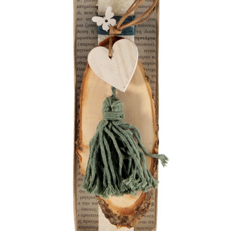 Easter candle Wood slice hanger decorated 