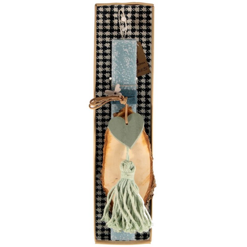 Easter candle Wood slice hanger decorated 