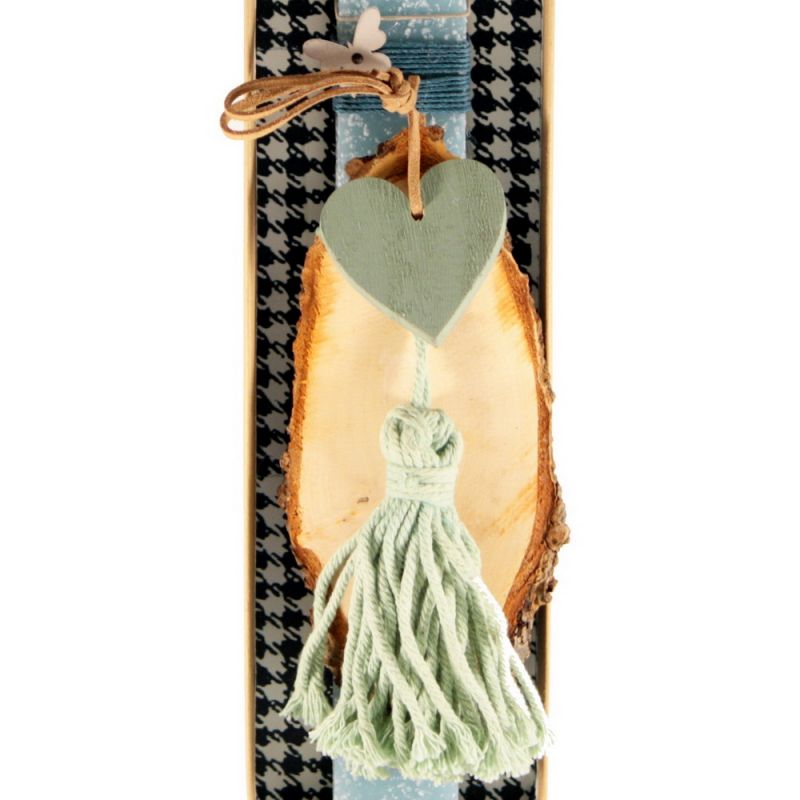Easter candle Wood slice hanger decorated 